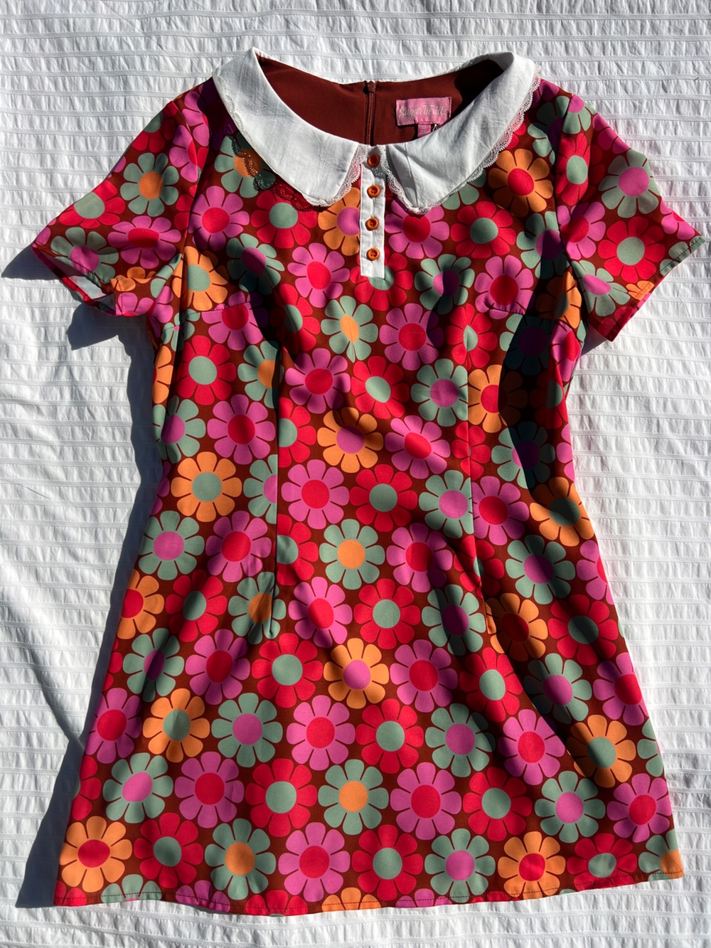 NWT Sugar Thrillz Dolls Kill Groove With Me Mod Floral Collared Mini Dress, XL - Picture 8 of 16